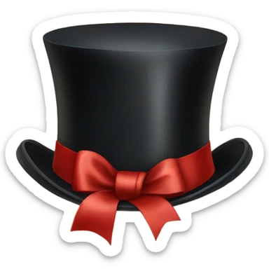 a top hat from the Victorian era with a thin red ribbon at the base sticker
