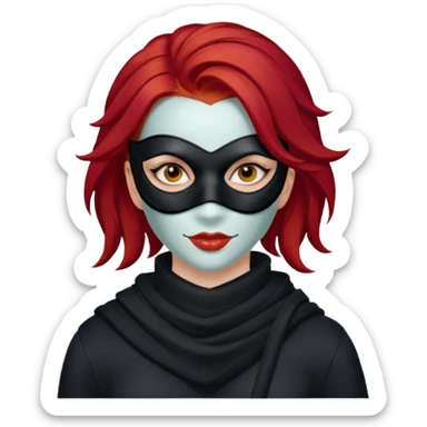 woman thief chic with mask and red hair sticker