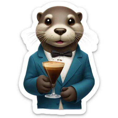 Otter holding an espresso martini sticker