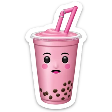 Pink boba drink without a face sticker