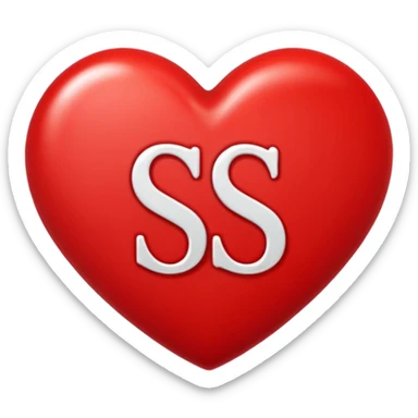 Love heart in red color and center s letter only sticker