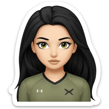 baddie, long hair, cute athletic clothes, very long lashes sticker