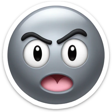 Metal cute mad Kirby bubble Gray ball driving on car wheels with mad eyebrows game sticker