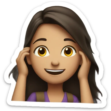 Brunette girl looking out of car  excited happy  sticker