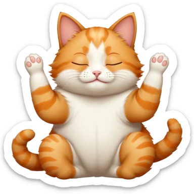 ginger and white small cat in funny positions upside down with eyes closed sticker