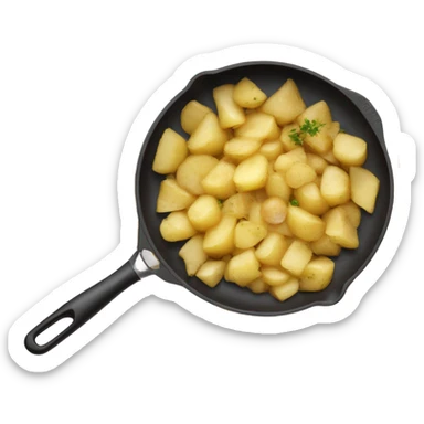 Frying pan with potatoes, tomatoes, meat, mushrooms and herbs sticker