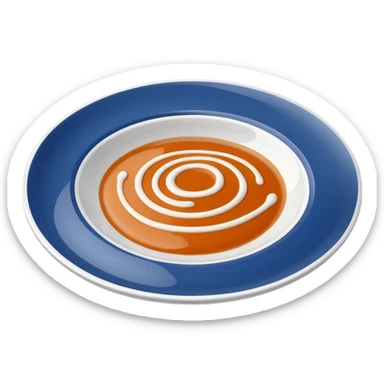 Minimal icon of a white plate with a thin, Michelin-style sauce drizzle forming a clear, distinct C shape in accent color #FF3D00. sticker