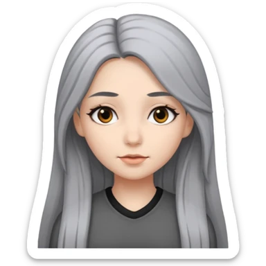 girl with black eyes and long black and gray hair sticker