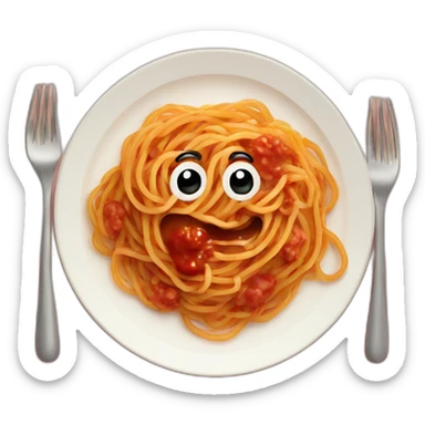 Spaghetti with sauce on heart shape plate sticker