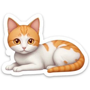 full body sad tiny short hair ginger and white cat with orange eyes lying down sticker