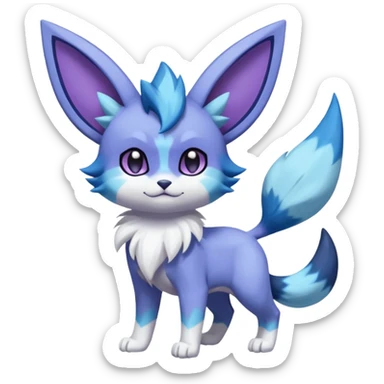 Glaceon-Purrloin-Meowstic-Fakémon-hybrid-creature (full body)  sticker