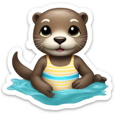 Otter with bathing suit sticker