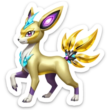 Colorful Futuristic Meloetta-Manectric-Solgaleo-Raikou-Pokémon-Digimon-Fakémon-fusion-hybrid-creature sticker