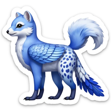 Arctic-Fox-Snow-Leopard-Blue-Tang-Fish-Hyacinth-Macaw-fusion-hybrid-animal-creature, full body sticker