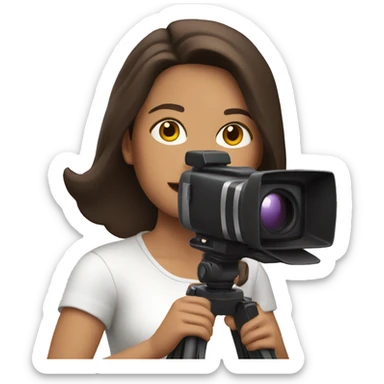 Brunette Woman with a shoulder video camera sticker