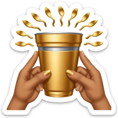 many hands hold the cup

 sticker