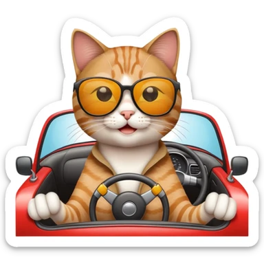 cat driving a car sticker