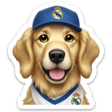 golden retriever in Real Madrid jersey sticker