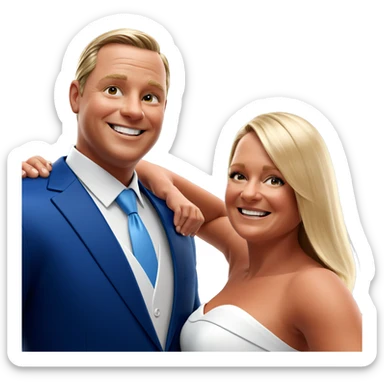 smiling couple in formal attire sticker