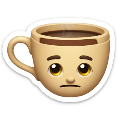 A cute emoji offering a cup of coffee or tea with a tired but determined expression. sticker