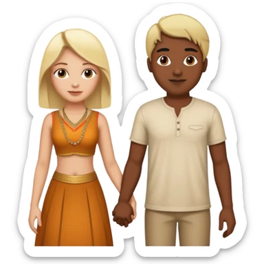 Indian man and blonde woman holding hands sticker