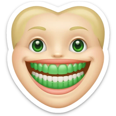 teeth with bright green braces sticker