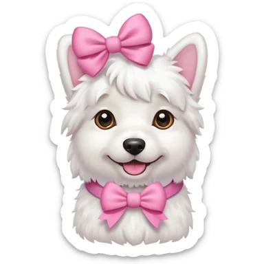 White dog with pink bows  sticker