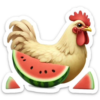 chicken laying watermelon sticker