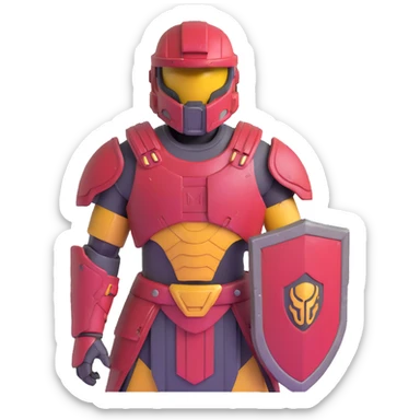 male Halo Spartan warrior with weathered armor and nomadic traveling supplies sticker