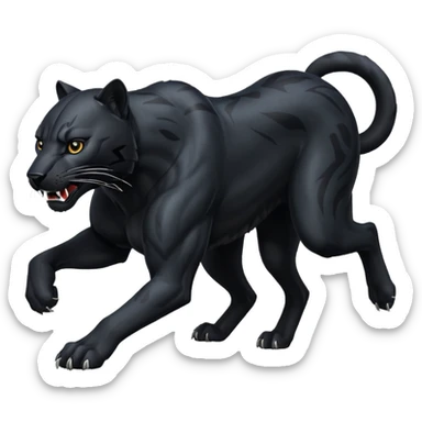 A black panther killing a wolf sticker