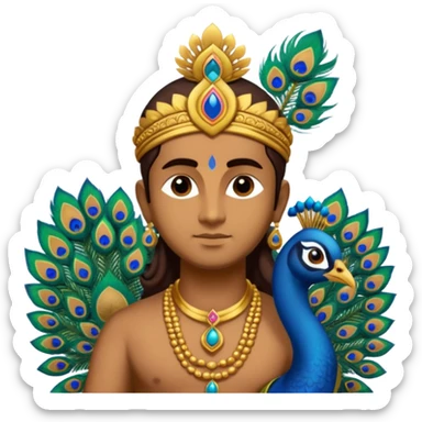 lord murugan with peacock and vel sticker