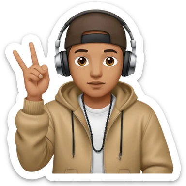 rapper with headphones making hand gestures sticker