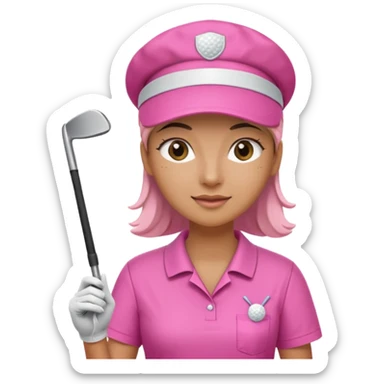 Female golfer wearing pink scrubs sticker