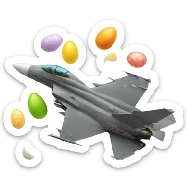 Fighter Jet dropping Easter eggs sticker