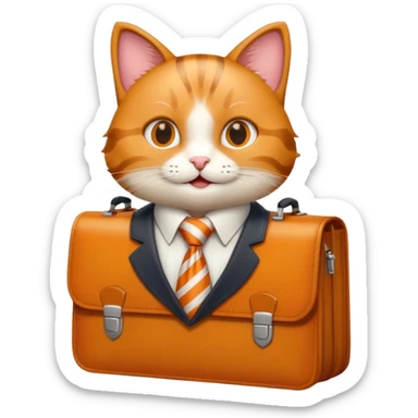 happy cat with a striped tie and briefcase sticker