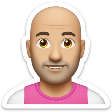 Bald Lebanese agile coach with pink tshirt sticker