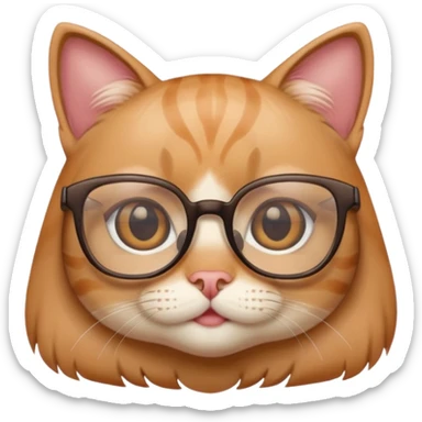 cute girl cat with really big square glasses with super thin frames sticker