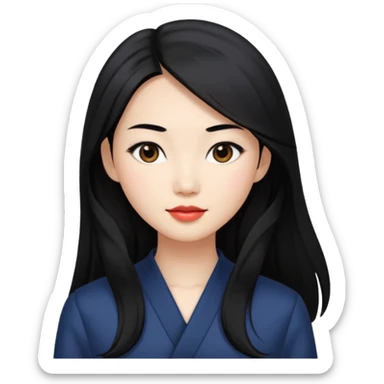 data scientist, chic dressed, asian woman, long black hair sticker