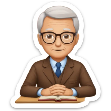 old male Librarian in foreign countries with glasses and librarian uniform sitting in library infront of bookshelf sticker