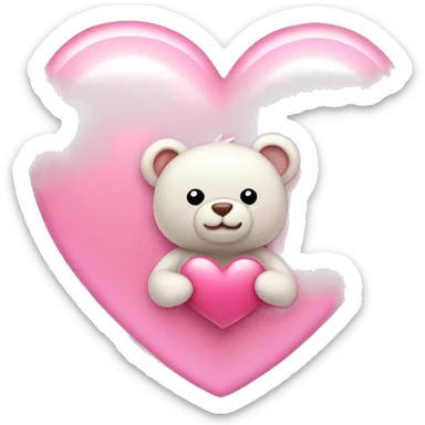 Pink heart with cute teddy bear infront of it sticker