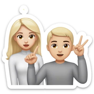 Girl flipping off guy sticker