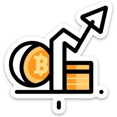 minimalist expense app icon with single coin and upward arrow sticker