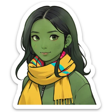 A half long black hair Taiwanese girl who doesn’t want to leave Istanbul sticker