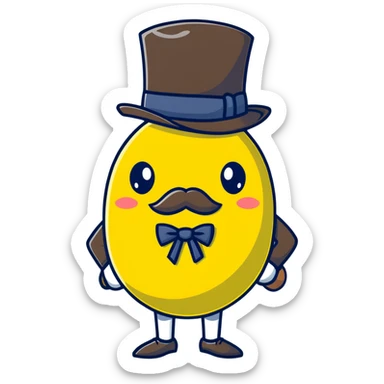 anime lemon character with monocle, necktie, and bowler hat sticker