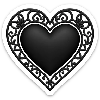 Black lace heart sticker