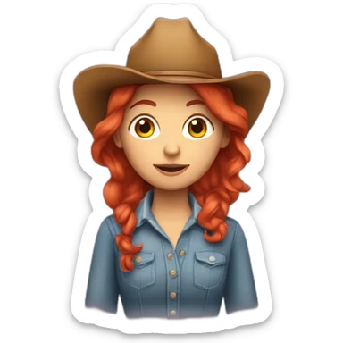 carrie red head cowgirl teacher sticker