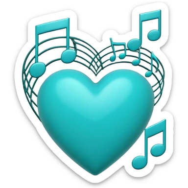 Turquoise heart and notes sticker