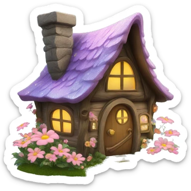 Fairy cabin with flowers and glitter  sticker