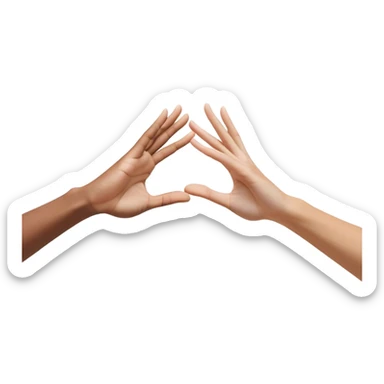 Two open hands coming together in mid-air, palms touching with a slight tilt towards each other. point of contact, there's a small burst of energy (💥✨) or motion lines, emphasizing the impact of the high five. The hands are slightly angled to create a dynamic, celebratory feel excitement, success sticker