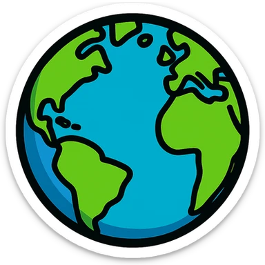 cartoonish planet earth sphere with bright colors, no background sticker